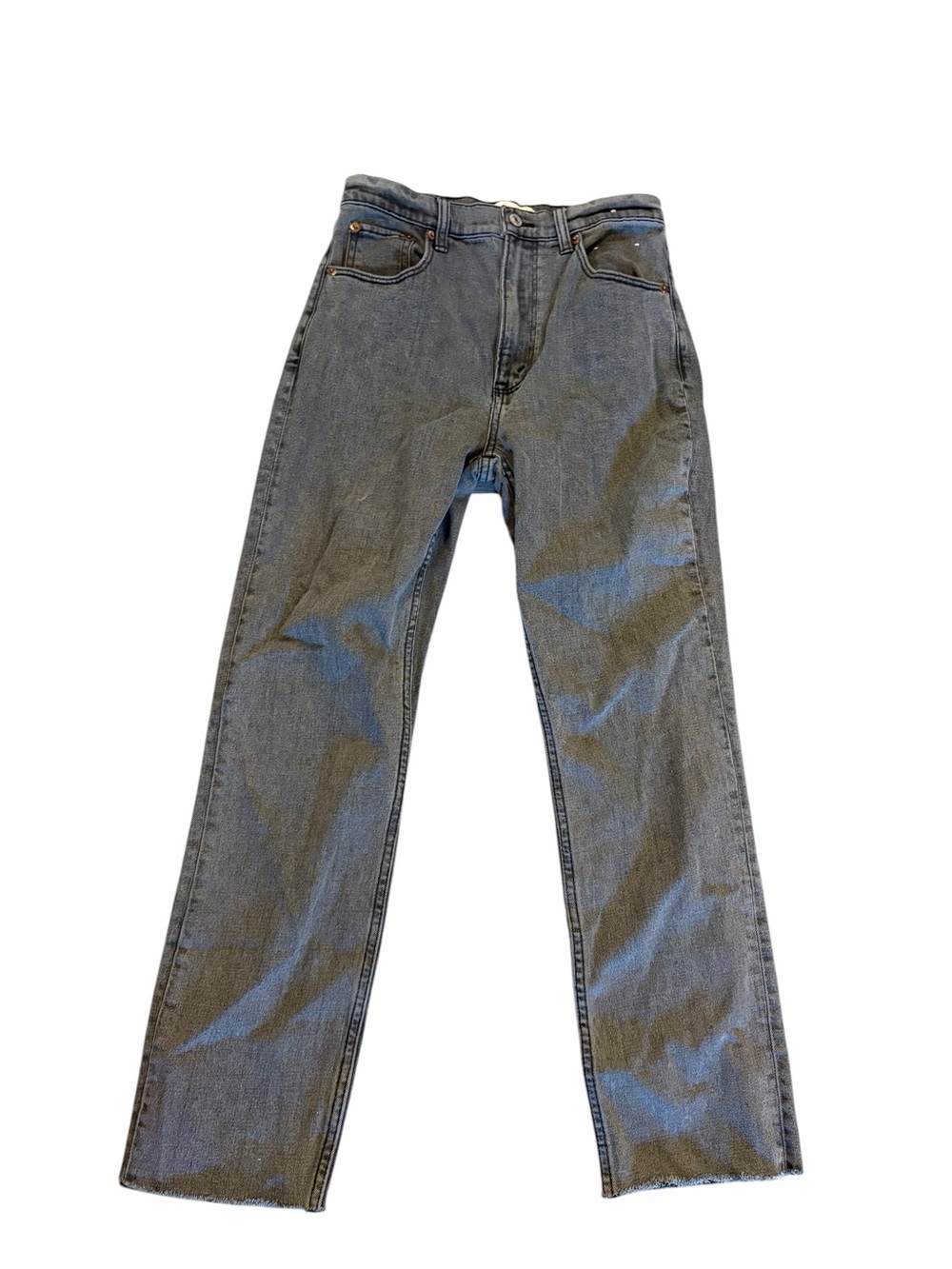 Abercrombie & Fitch Gray The Ankle Straight Ultra High Rise Jeans Raw Hem 26 - Picture 2 of 8